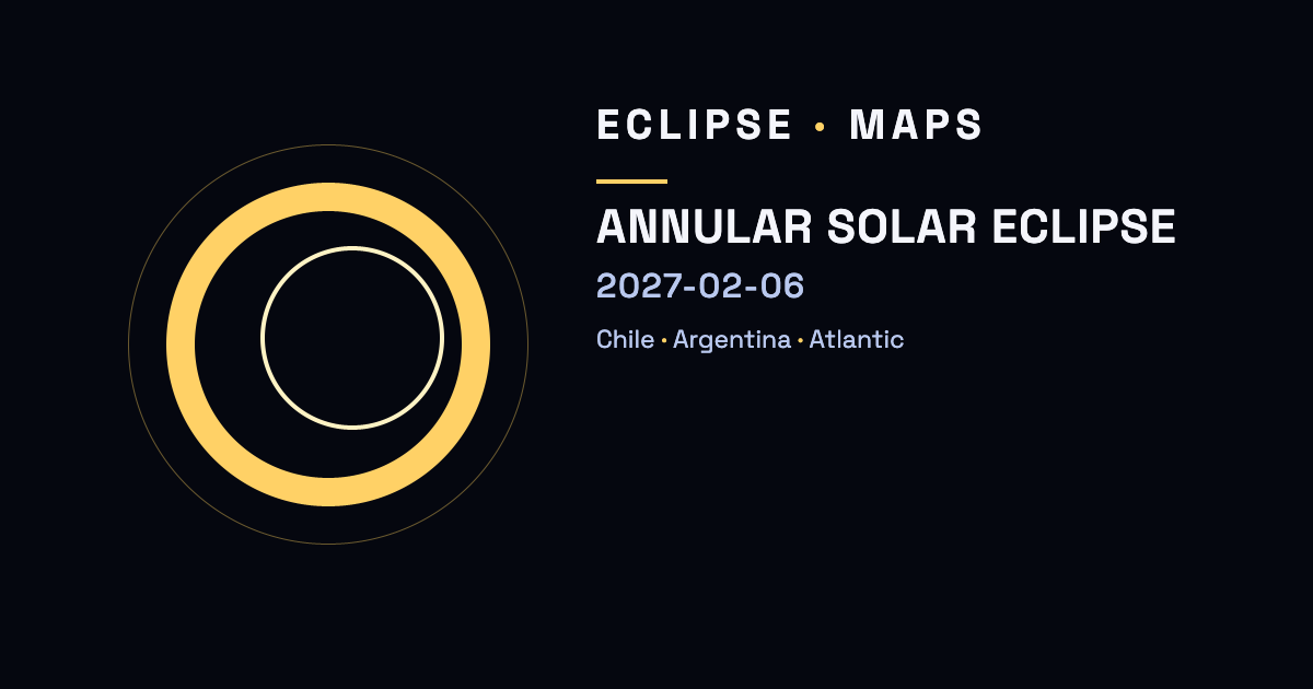Eclipse anular de Sol — 6 de febrero de 2027 — Chile, Argentina, Atlántico