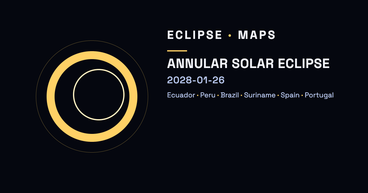 Eclipse anular de Sol — 26 de enero de 2028 — Ecuador, Perú, Brasil, Surinam…