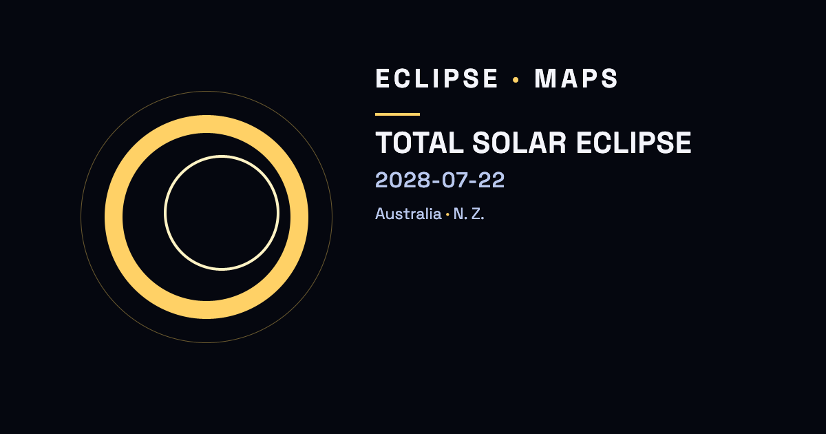 Eclipse total de Sol — 22 de julio de 2028 — Australia, Nueva Zelanda