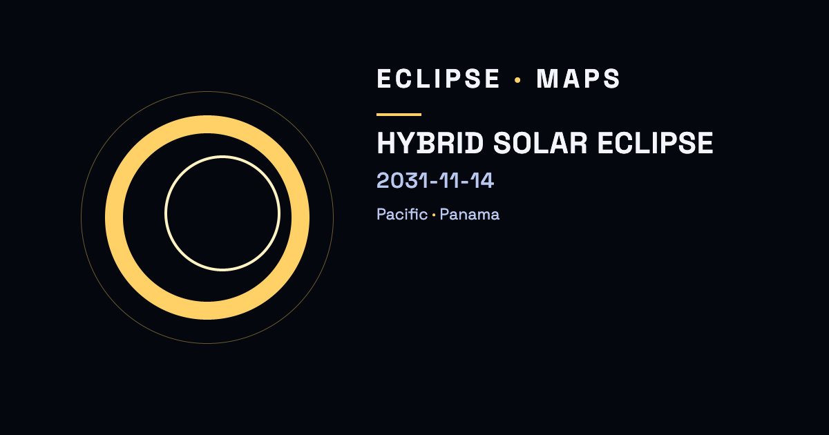 Hybrid solar eclipse — November 14, 2031 — Pacific, Panama